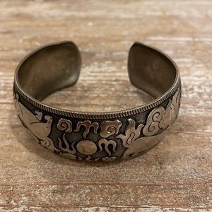 925 Sterling Silver Navajo Cuff Native American Statement Bracelet Dragon